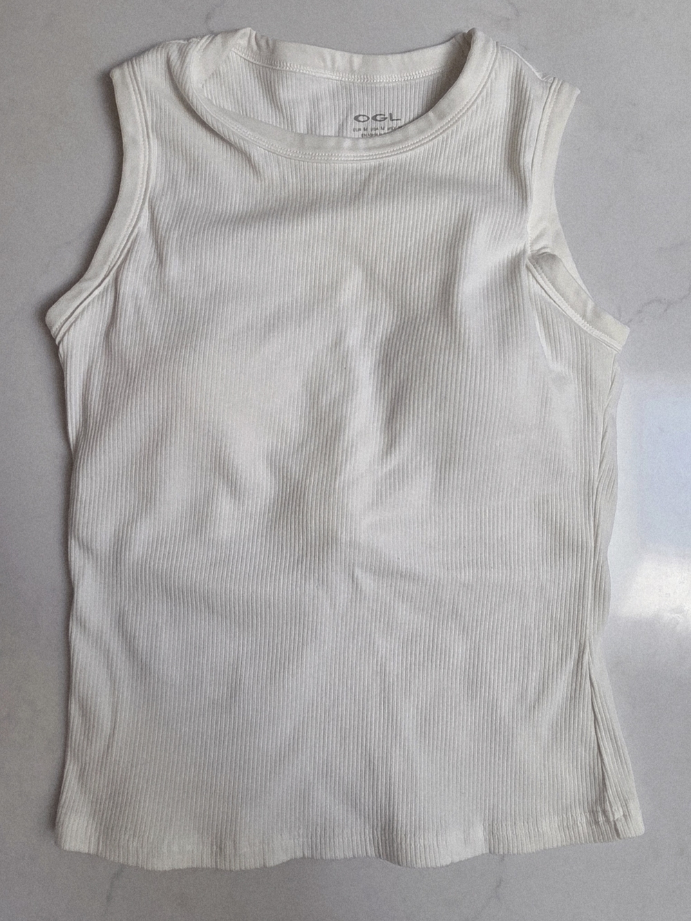 OGL White Ribbed Bra Tank Top